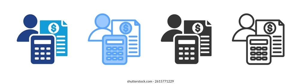 Accountant icon set multiple style collection