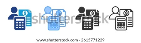 Accountant icon set multiple style collection