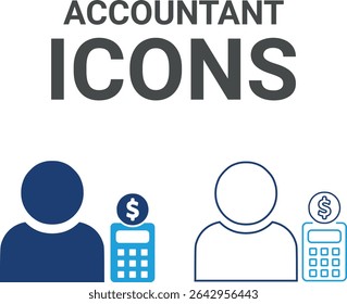 Accountant icons, Line art Vector illustration in thin line modern style of inspection-related icons: documentation, auditor, Audit icon set. Accounting line icons collection.