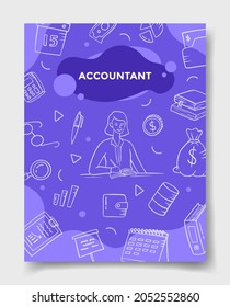 Accountant Jobs Career With Doodle Style For Template Of Banners, Flyer, Books, And Magazine Cover