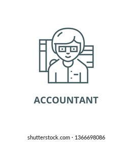 Accountant line icon, vector. Accountant outline sign, concept symbol, flat illustration