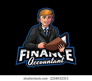 Accountant Mascot Logo Design. Financial Expert, Professional Accountant Mascot Illustration