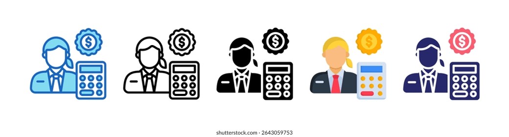 Accountant Multiple Style Icon Set Collection.