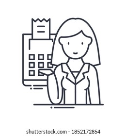 Accountant occupation icon, linear isolated illustration, thin line vector, web design sign, outline concept symbol with editable stroke on white background.