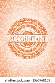 Accountant orange mosaic emblem. Vector Illustration. Detailed.
