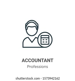 Accountant outline vector icon. Thin line black accountant icon, flat vector simple element illustration from editable professions concept isolated on white background