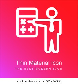 Accountant red and pink gradient material white icon minimal design