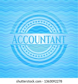 Accountant sky blue water wave badge.