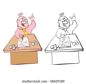 Accountant at the table. Contour and color