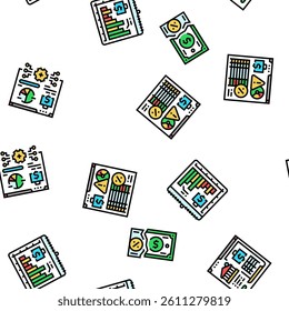 accountant tax office vector seamless pattern thin line illustration