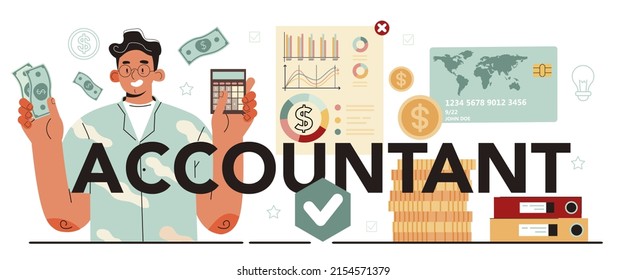 Accountant Typographic Header Professional Bookkeeper Tax Stock Vector ...