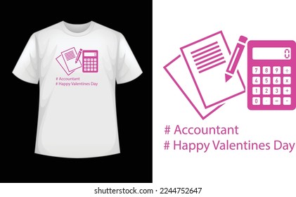 Accountant Valentine's Day T-shirt Designs Template