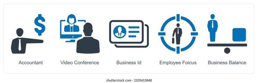 Accountant And Video Conference Icon Concept