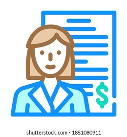 accountant woman job color icon vector. accountant woman job sign. isolated symbol illustration