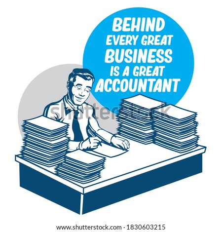 Accountant worker vector illustration in retro style , perfect for office walldecor and positive quotes poster design