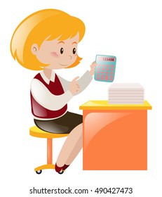 Accountant working on the desk illustration