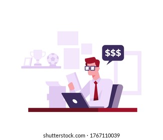 An accountant works at home illustration concept