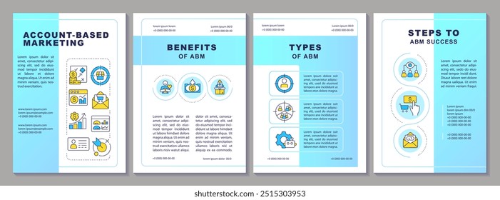 Account-based marketing brochure template. Ads strategy. Leaflet design with linear icons. Editable 4 vector layouts for presentation, annual reports