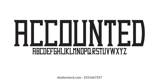 Accounted, Trendy digital technology dashed vector alphabet, uppercase letter set, font, typography.