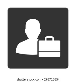 Accounter icon from Commerce Buttons OverColor Set. Vector style is white and gray colors, flat square rounded button, white background.