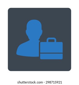 Accounter icon from Commerce Buttons OverColor Set. Vector style is smooth blue colors, flat square rounded button, white background.