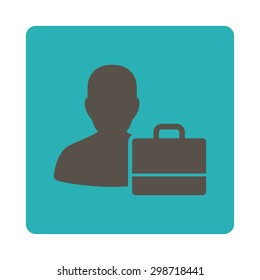 Accounter icon from Commerce Buttons OverColor Set. Vector style is grey and cyan colors, flat square rounded button, white background.
