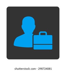 Accounter icon from Commerce Buttons OverColor Set. Vector style is blue and gray colors, flat square rounded button, white background.