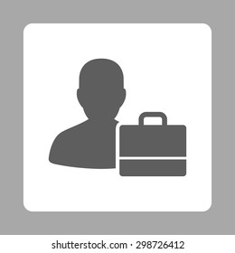 Accounter icon from Commerce Buttons OverColor Set. Vector style is dark gray and white colors, flat square rounded button, silver background.