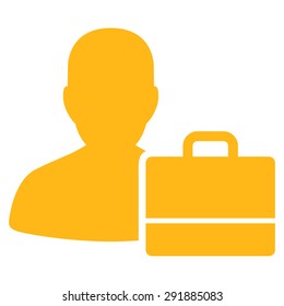 Accounter icon from Commerce Set. Vector style: flat symbol, yellow color, rounded angles, white background.