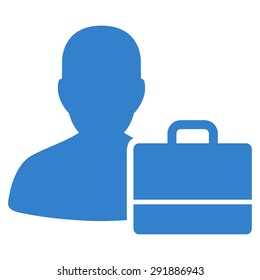 Accounter icon from Commerce Set. Vector style: flat symbol, cobalt color, rounded angles, white background.