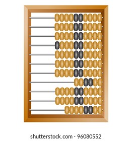 Accounting abacus for financial calculations lies on a white background. Rasterized version also available in portfolio.