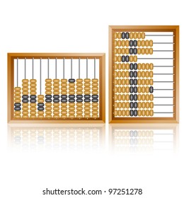 Accounting abacus for financial calculations lies on a white background. Rasterized version also available in portfolio.