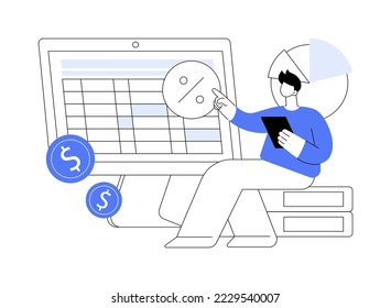 Accounting abstract concept vector illustration. Accounting firm, financial information processing, professional management, tax filing service, bookkeeping, audit software abstract metaphor.