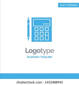 Accounting, Account, Calculate, Calculation, Calculator, Financial, Math Blue Solid Logo Template. Place for Tagline