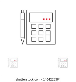 Accounting, Account, Calculate, Calculation, Calculator, Financial, Math Bold and thin black line icon set. Vector Icon Template background