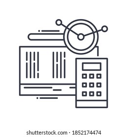 Accounting analysis icon, linear isolated illustration, thin line vector, web design sign, outline concept symbol with editable stroke on white background.