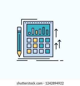 Accounting, audit, banking, calculation, calculator Flat Icon. green and Yellow sign and symbols for website and Mobile appliation. vector illustration