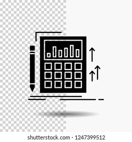 Accounting, audit, banking, calculation, calculator Glyph Icon on Transparent Background. Black Icon