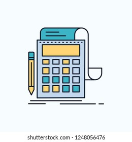 Accounting, audit, banking, calculation, calculator Flat Icon. green and Yellow sign and symbols for website and Mobile appliation. vector illustration