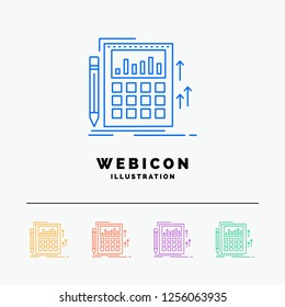 Accounting, audit, banking, calculation, calculator 5 Color Line Web Icon Template isolated on white. Vector illustration