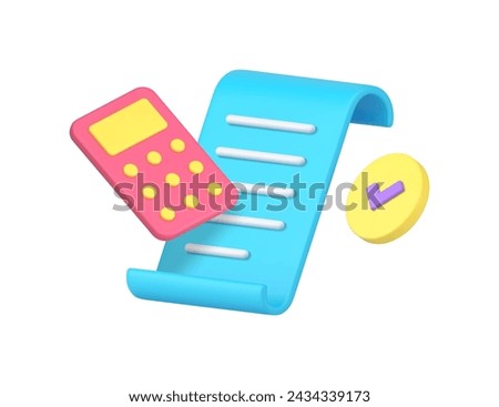 Accounting audit budget calculation planning expenses earnings checking 3d icon realistic vector illustration. Business financial control counting tax banking balance management income administration