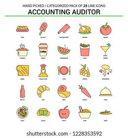 Accounting Auditor Flat Line Icon Set - Business Concept Icons Design