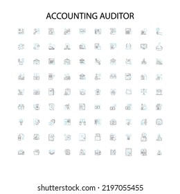 accounting auditor icons, signs, outline symbols, concept linear illustration line collection