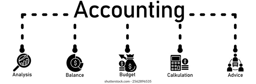 Accounting banner web icon vector illustration concept for business and finance with an icon of the audit  analysis  balance  budget  calculation  and advice
