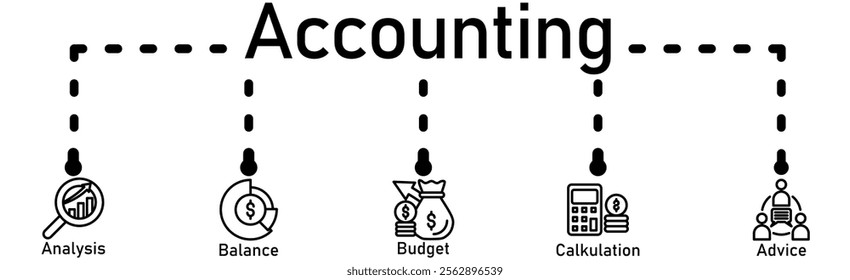 Accounting banner web icon vector illustration concept for business and finance with an icon of the audit  analysis  balance  budget  calculation  and advice
