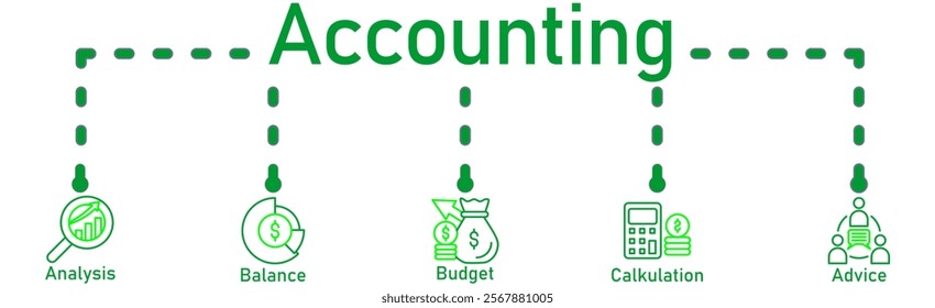 Accounting banner web icon vector illustration concept for business and finance with an icon of the audit, analysis, balance, budget, calculation, and advice