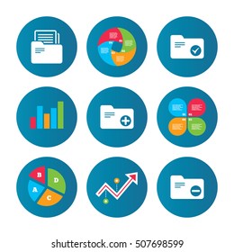 Accounting binders icons. Add document symbol.