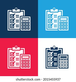 Accounting blue and red four color minimal icon set