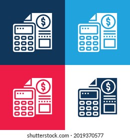 Accounting blue and red four color minimal icon set