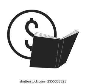 Accounting book bw concept vector spot illustration. Finance management 2D cartoon flat line monochromatic object for web UI design. Editable isolated outline hero image